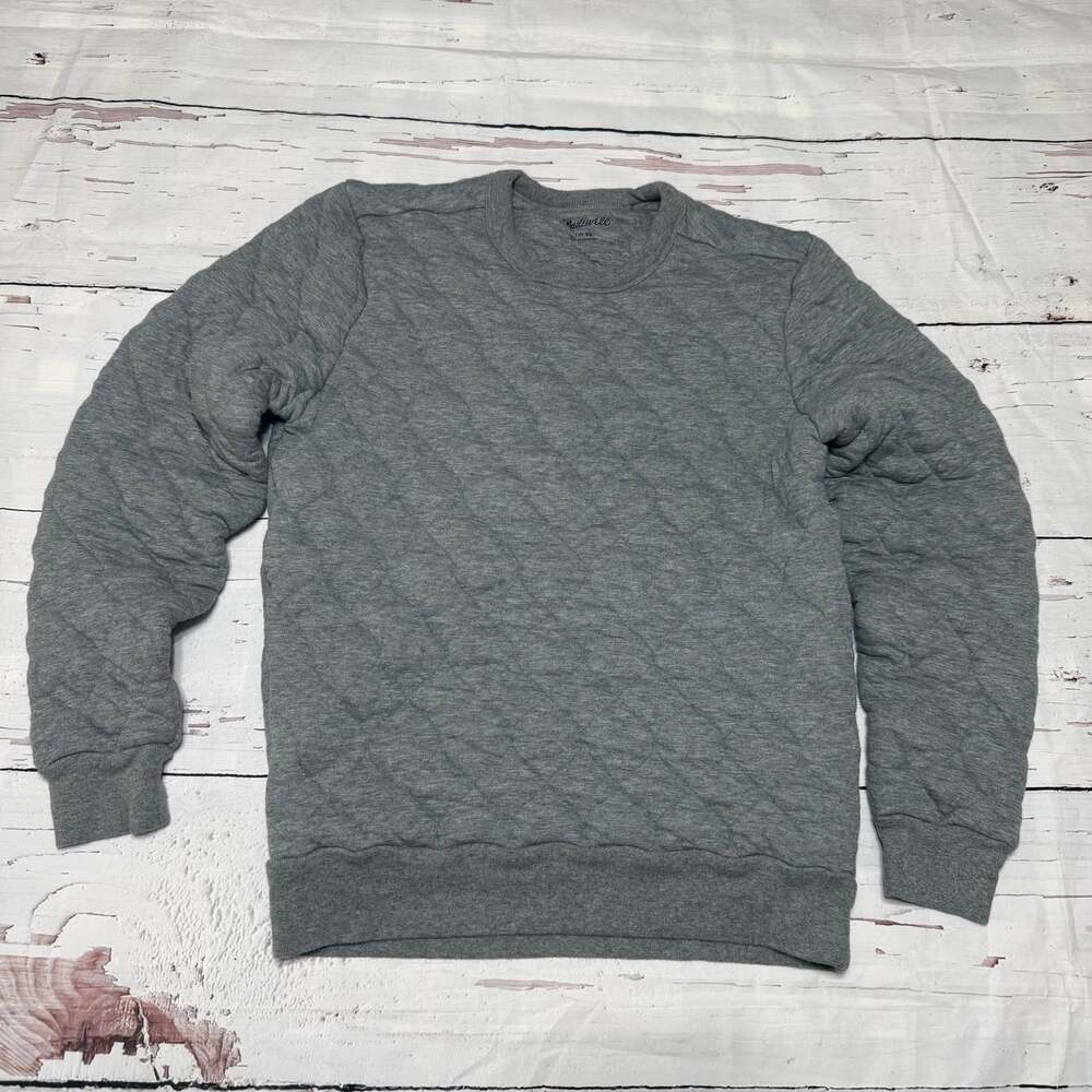 Madewell Quilted Crewneck Sweatshirt in Heather Gray - Picture 1 of 9